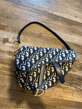 Dior Navy and Cream Saddle Shoulder Bag